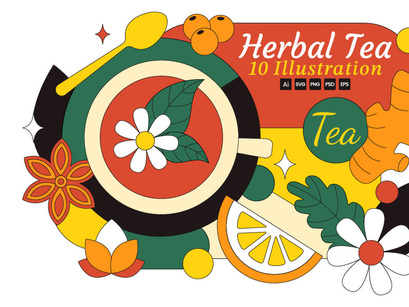 10 Herbal Tea Illustration