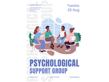 Psychological support group poster flat vector template preview picture