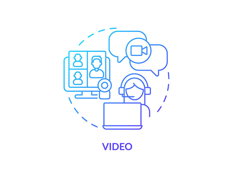 Video blue gradient concept icon