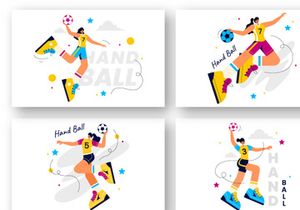 8 Handball Sports Illustration