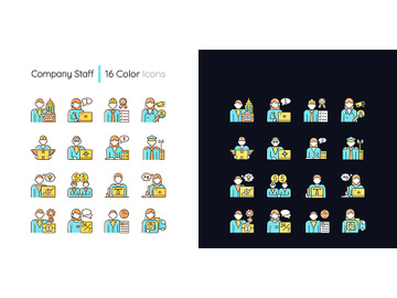Company staff related light and dark theme RGB color icons set preview picture