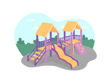 Outdoors playground 2D vector web banner, poster preview picture