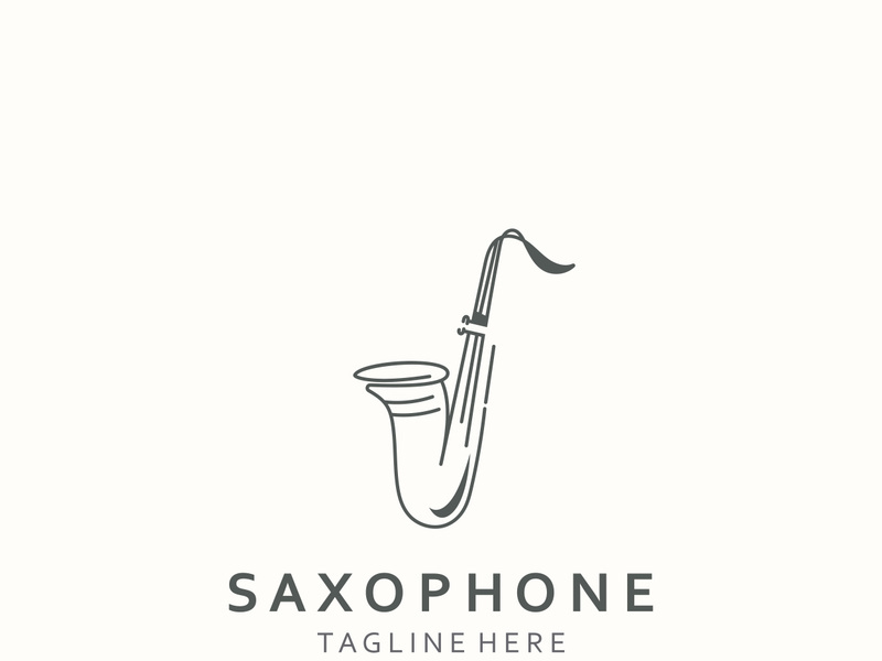 Saxophone music logo design simple modern and minimalist illustration
