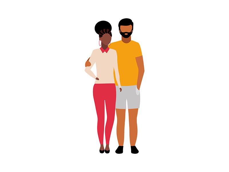Happy couple semi flat color vector characters