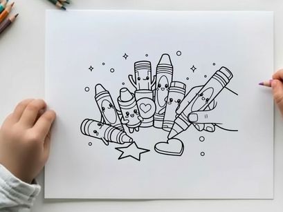 cute school supplies set happy stationery flat design vector illustration