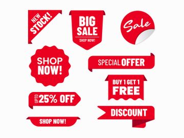 Red Sale Badges & Discount Labels – Editable Vector Pack for Promotions preview picture