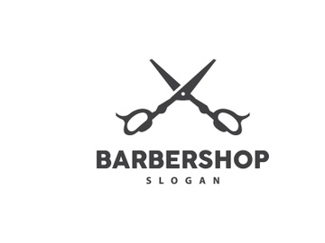 Barbershop Logo, Scissors Vector, Retro Vintage Minimalist preview picture