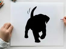ilustrasi vektor anjing hitam mencium udara