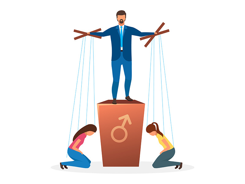 Patriarchy political system metaphor flat vector illustration