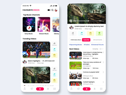 Watch videos and Music Online Mobile App UI Kit