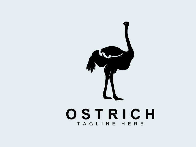 Ostrich Logo Design, Desert Animal Illustration, Living In The Forest, Vector Camel Brand Product