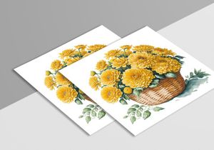 Watercolor Floral Flower Basket Design