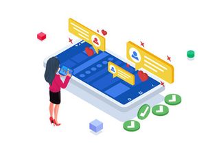Isometric feedback landing page illustration template