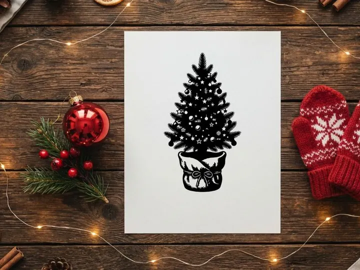 Decorative Christmas Tree in a Pot for Holiday Celebrations