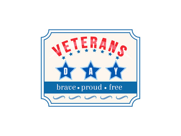 Veterans Day vintage flat color vector badge preview picture