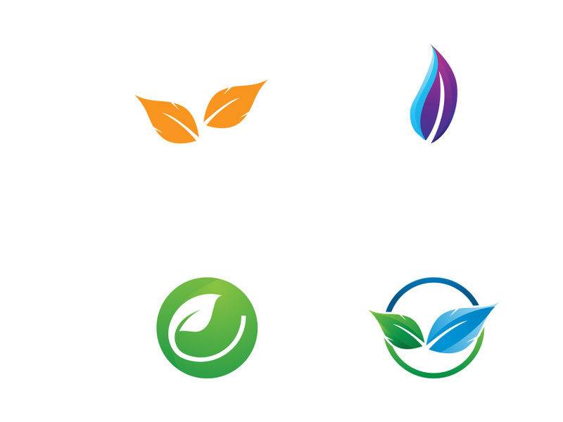 Modern colorful natural leaf logo design.