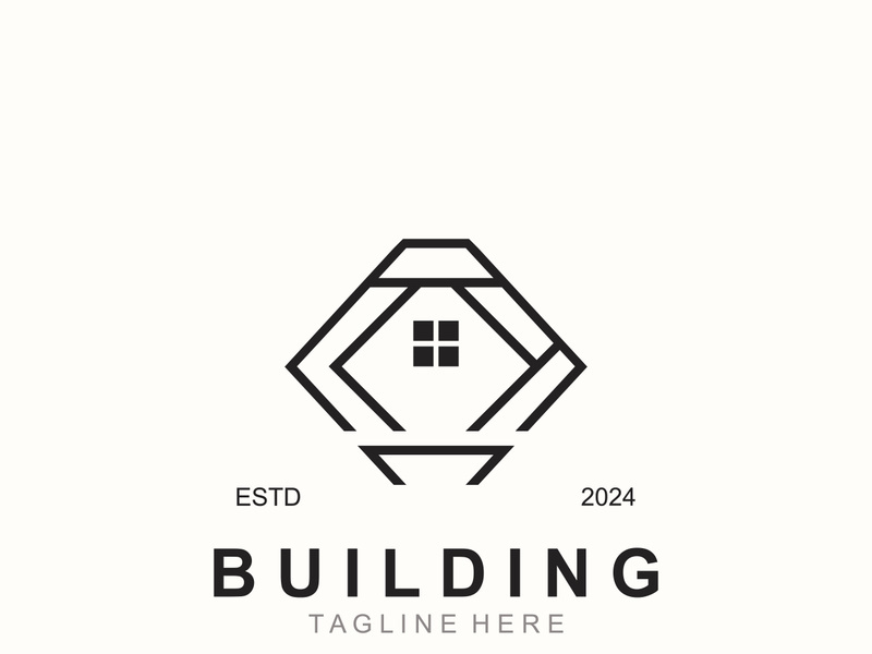 Building logo construction modern real estate symbol for architecture house and property design