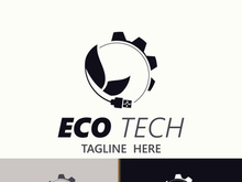 Eco technology business vector design modern. Nature technology logo with leaf and circuit tech minimalist vector illustration