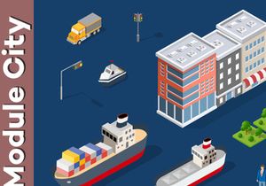 Isometric set of city blocks