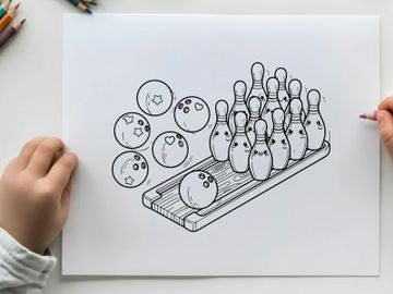 Cute bowling pins and balls set flat design vector illustration preview picture