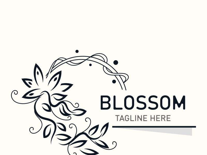 Blossom floral beautiful leaf and flower vector art, icon graphic decoration business wedding template