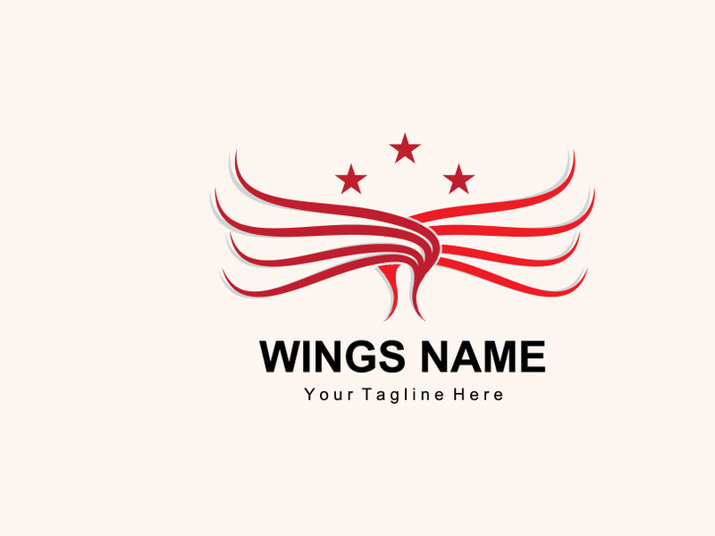 Wings Logo Design, Shield Wings Vector, Bird Feather Illustration