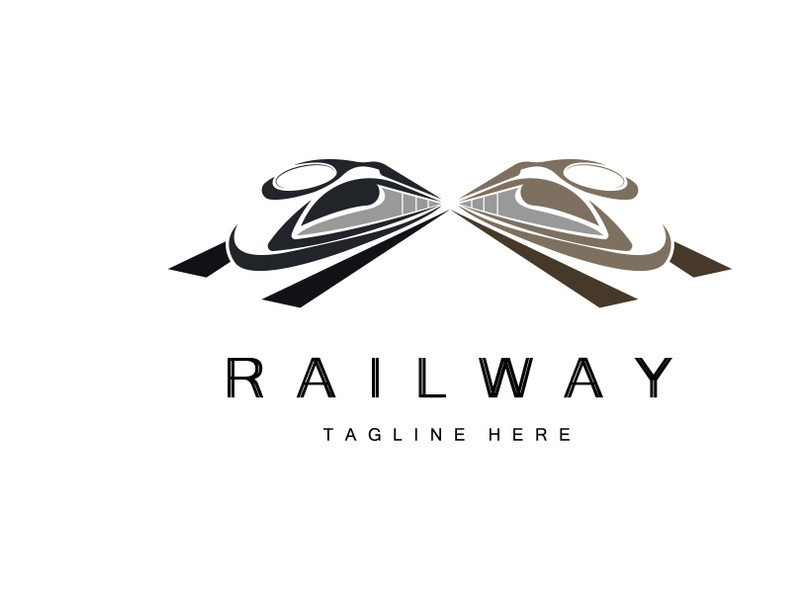 Train Logo Design. Fast Train Track Vector, Fast Transport Vehicle Illustration
