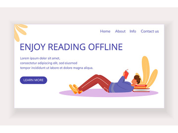 Enjoy reading offline landing page vector template preview picture