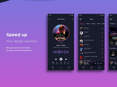 Muzic - Adobe XD UI Kit for Music Player