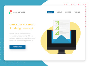 Checklist via email flat design concept preview picture