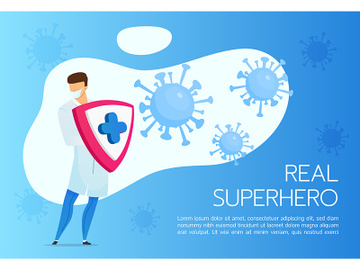 Coronavirus protection banner flat vector template preview picture