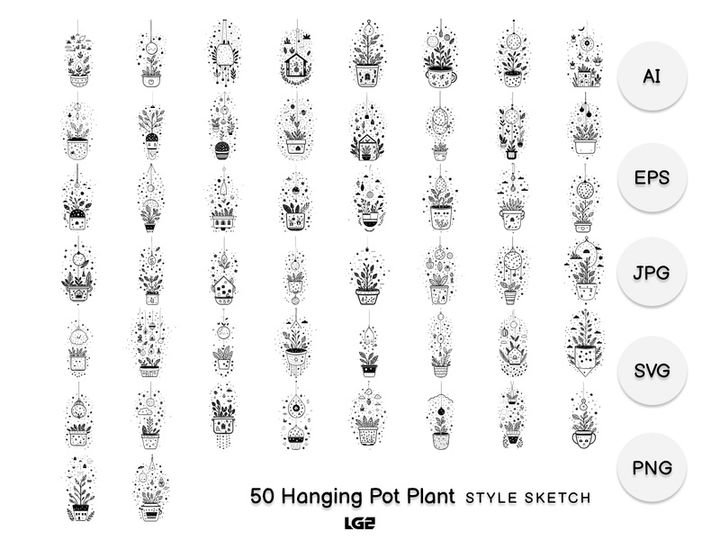 Hanging Pot Plant Element Icon Black
