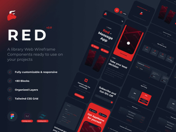 Red Wireframe UI Kit Free preview picture