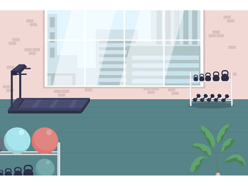 Office gym flat color vector illustration preview picture