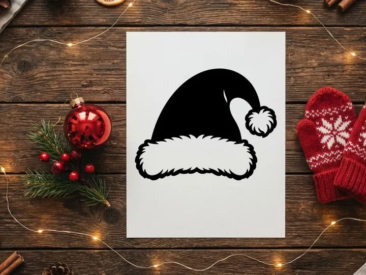 Black Santa Claus hat silhouette icon isolated on a white background
