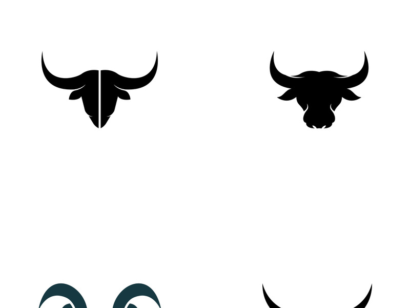 Retro vintage bull head horns logo design.