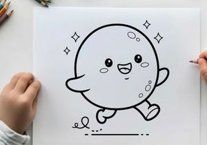 Cute smiling ghost holding hands vector illustration