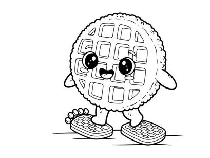 Cute waffle character walking vector illustration flat design