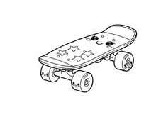 Skateboard with stars flat design vector illustration