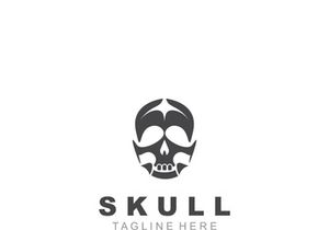 Skull skeleton logo vintage template idea on white background