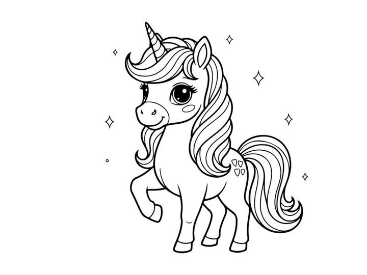 Cute unicorn standing magical fantasy vector illustration