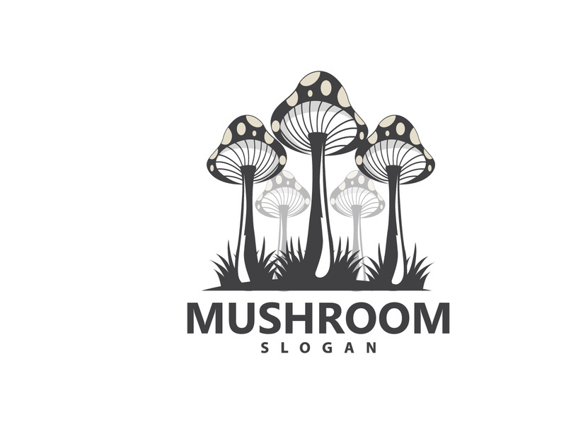 Mushroom Logo, Retro Minimalist Design