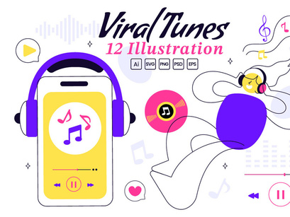 12 Viral Tunes Illustration