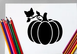 Silhouette of a pumpkin with a butterfly on its vine for autumn decor
