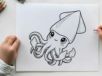 Cute cartoon octopus waving vector illustration