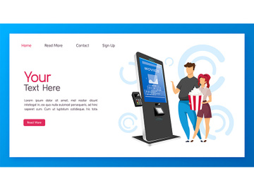 Tickets kiosk landing page vector template preview picture