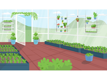 Greenhouse flat color vector illustration preview picture