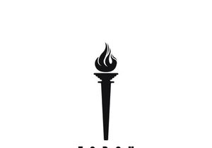Torch fire logo icon hipster vector design template