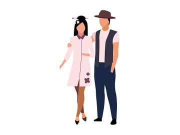 Young couple in love semi flat color vector characters preview picture
