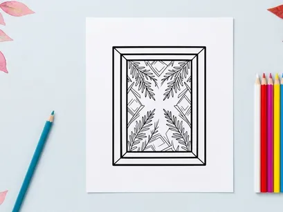 Christmas pine branch sketch in a picture frame for holiday greeting card design